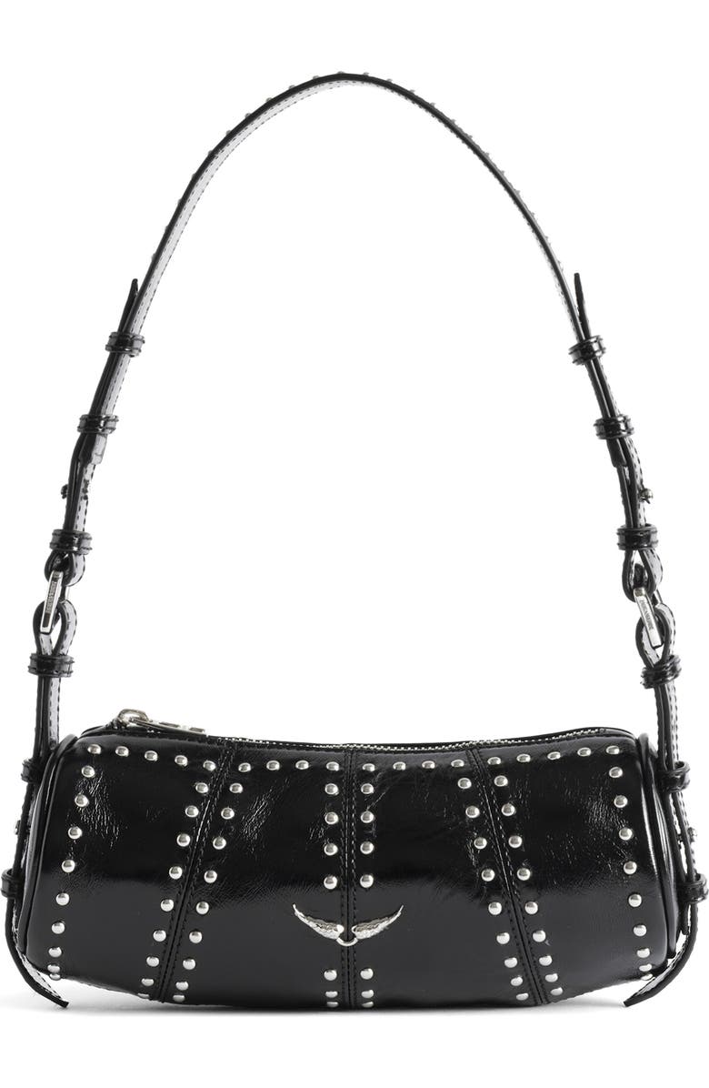 Zadig & Voltaire Le Roudoudou Studded Shoulder Bag, Main, color, Black