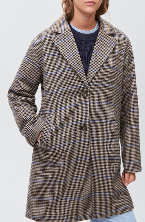 Mango Teen Houndstooth Longline Coat In Neutral