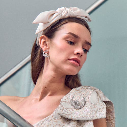 Lele Sadoughi Loop De Loop Pave Earrings In Silver