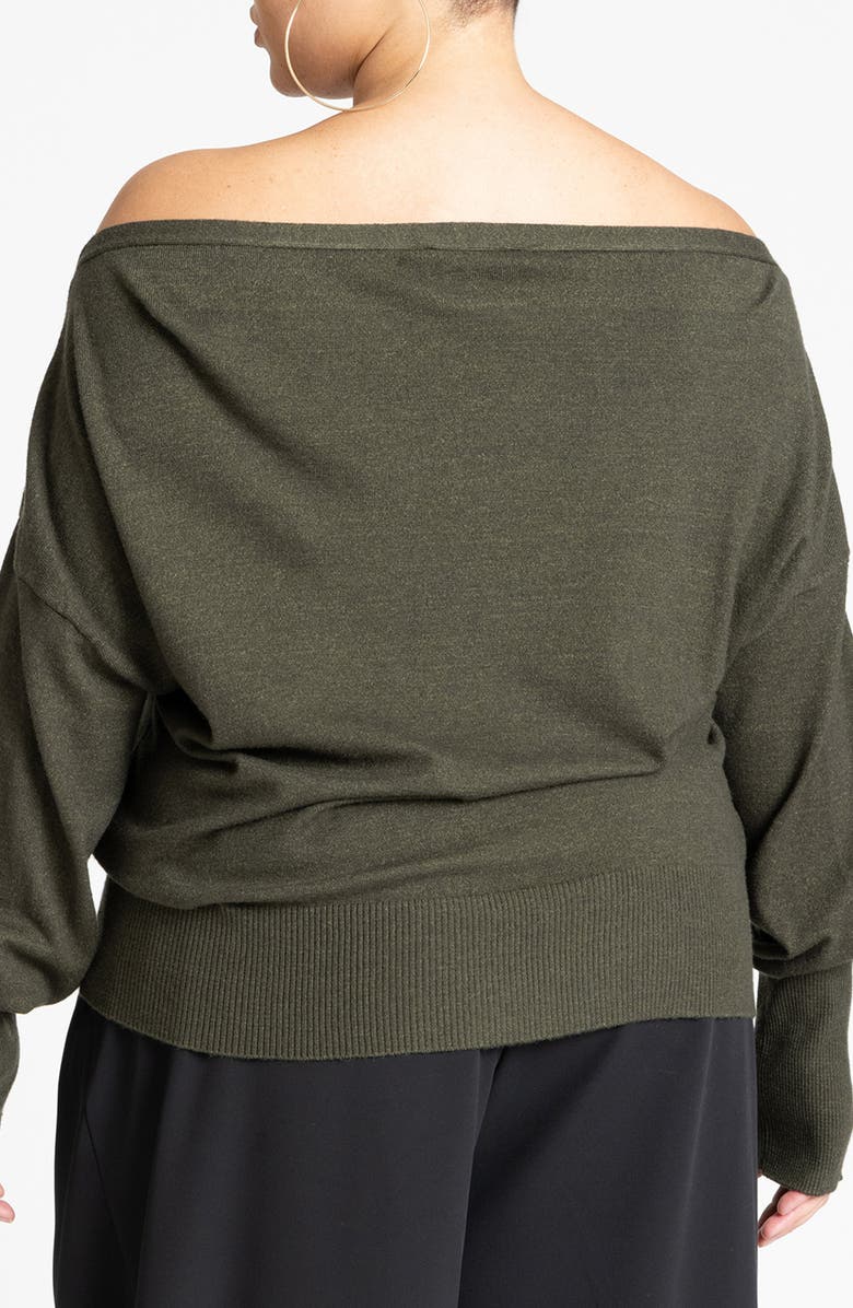 ELOQUII Off the Shoulder Slouchy Dolman Sleeve Sweater, Alternate, color, 