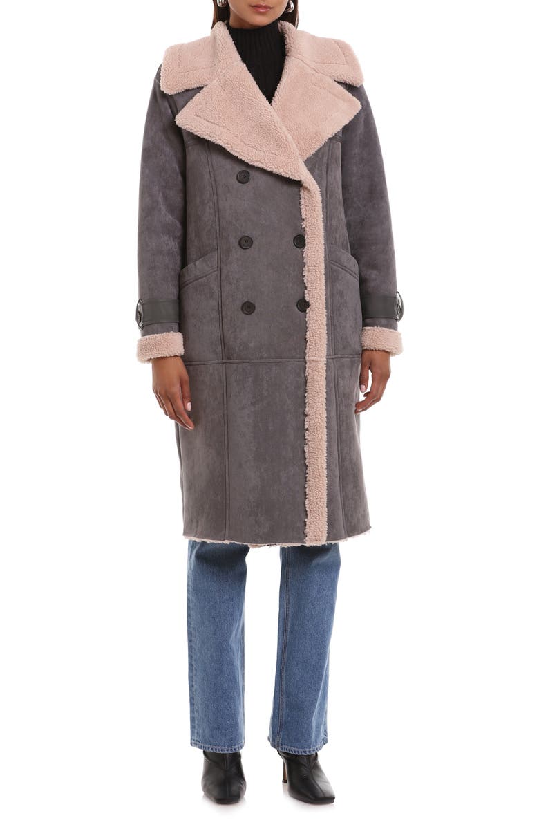 Avec Les Filles Faux Shearling Longline Coat, Main, color, 