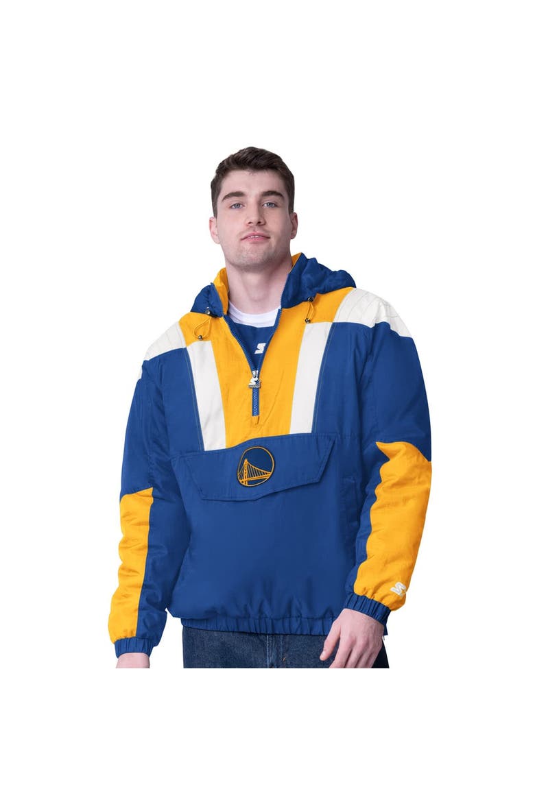 Men's Starter  Royal/Gold Golden State Warriors Charger Half-Zip Pullover Jacket, Main, color, Royal