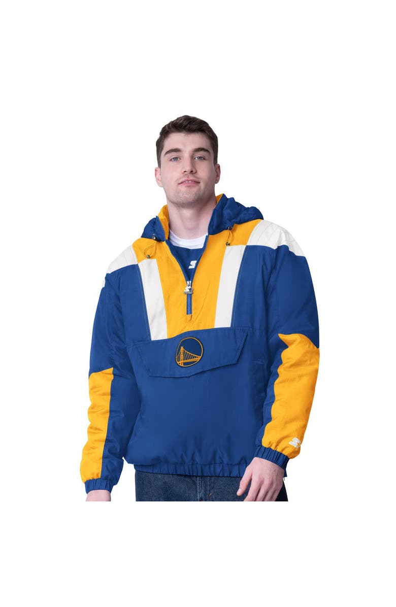 STARTER Men's Starter Royal/Gold Golden State Warriors Charger Half-Zip Pullover Jacket, Main, color, Royal