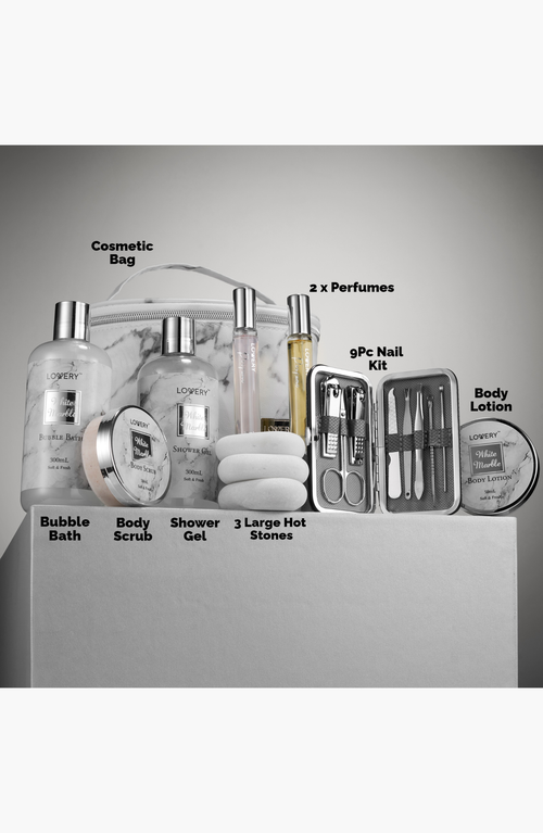 Lovery Premium 25-piece Massage Kit And Spa Set With Stones In White Marble