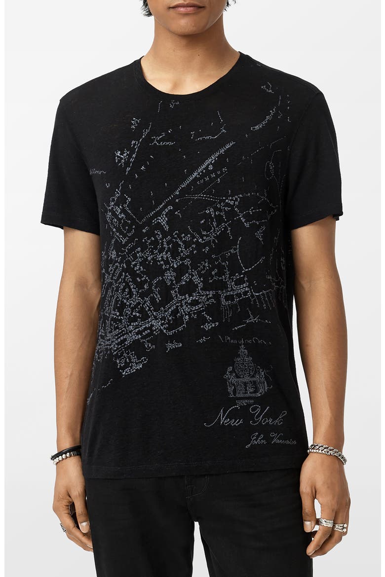 Embroidered Crewneck T-Shirt, Main, color, BLACK