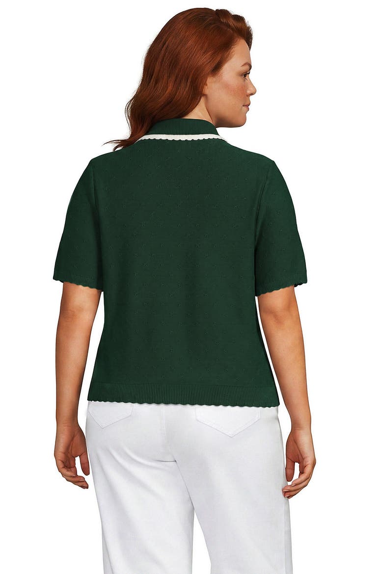 Plus Size Drifter Scallop Collar Sweater, Alternate, color, Evergreen/Ivory
