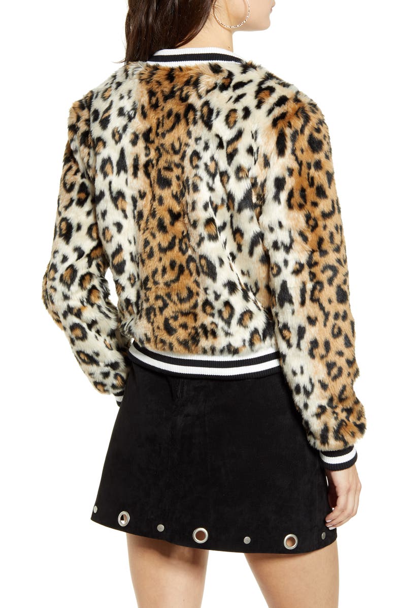 JACK BY BB DAKOTA Leopard Faux Fur Bomber Jacket, Alternate, color,