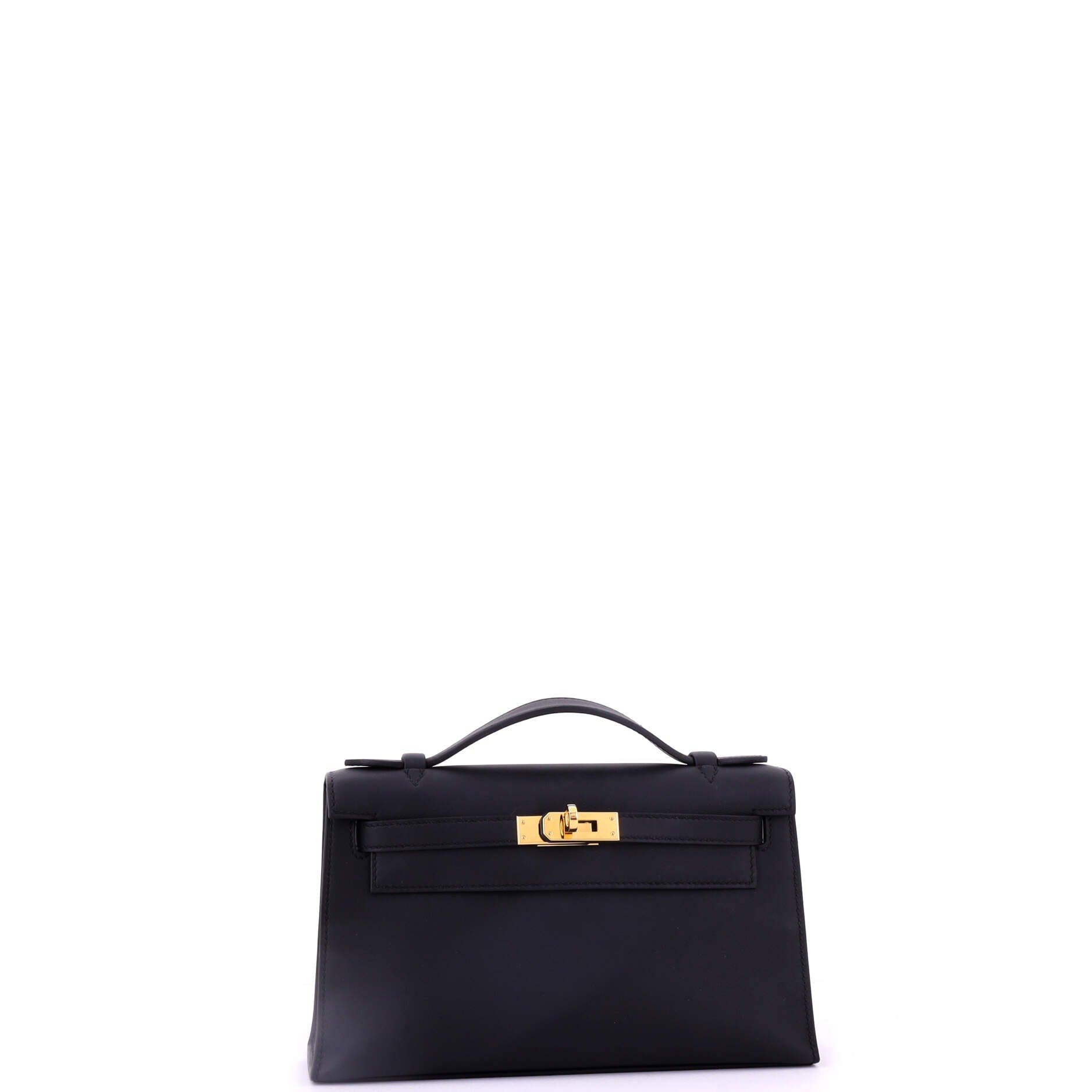 Pre-Owned Hermes Kelly Pochette Swift, Alternate, color, Noir
