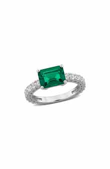 Lab Created Emerald-Cut Emerald Ring