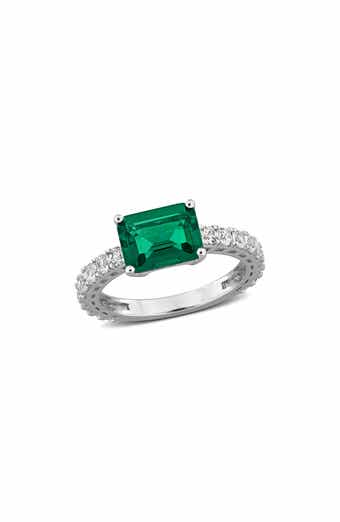 Lab Created Emerald-Cut Emerald Ring