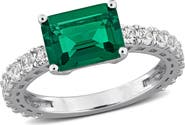DELMAR Lab Created Emerald-Cut Emerald Ring
