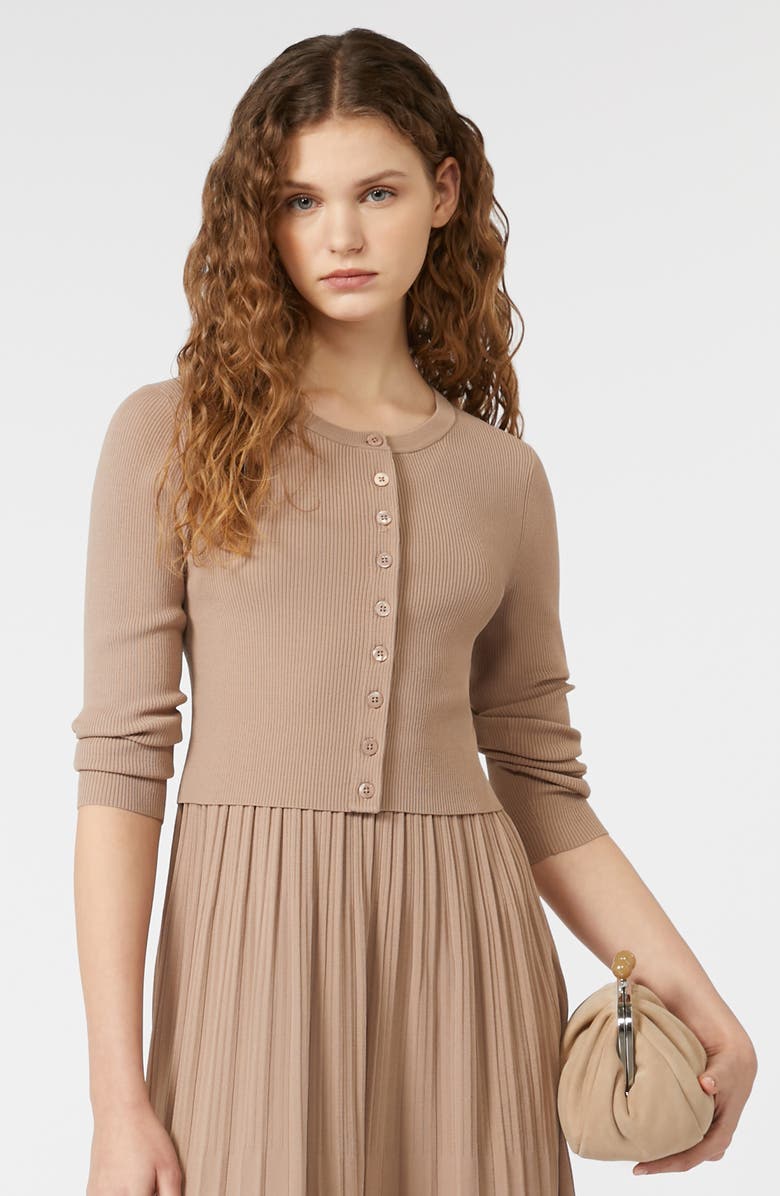 Weekend Max Mara Magiaro Rib Cardigan, Alternate, color, Marron Glace