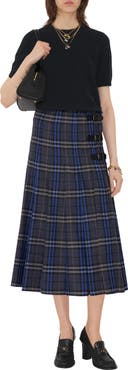 Burberry Check Wool Midi Kilt