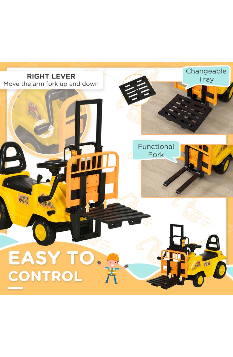 Aosom Kids Ride-On Forklift with Operation Function, Alternate, color, Yellow