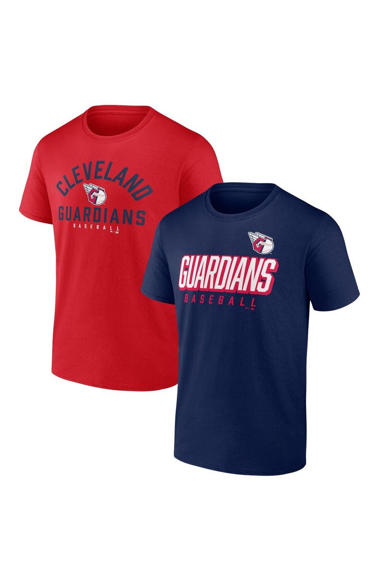 FANATICS Men's Fanatics Branded Navy/Red Cleveland Guardians Player Pack T-Shirt Combo Set, Main, color, Navy