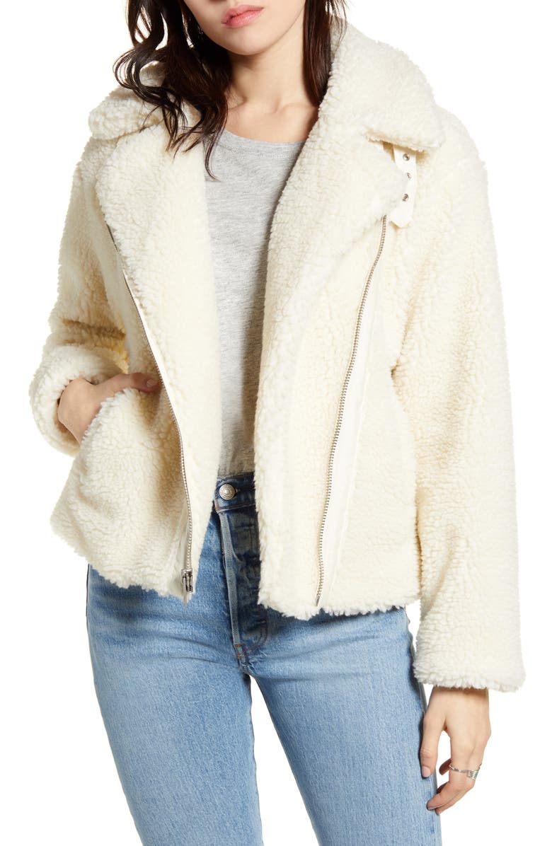 Levi's<sup>®</sup> Faux Shearling Moto Jacket, Main, color, 