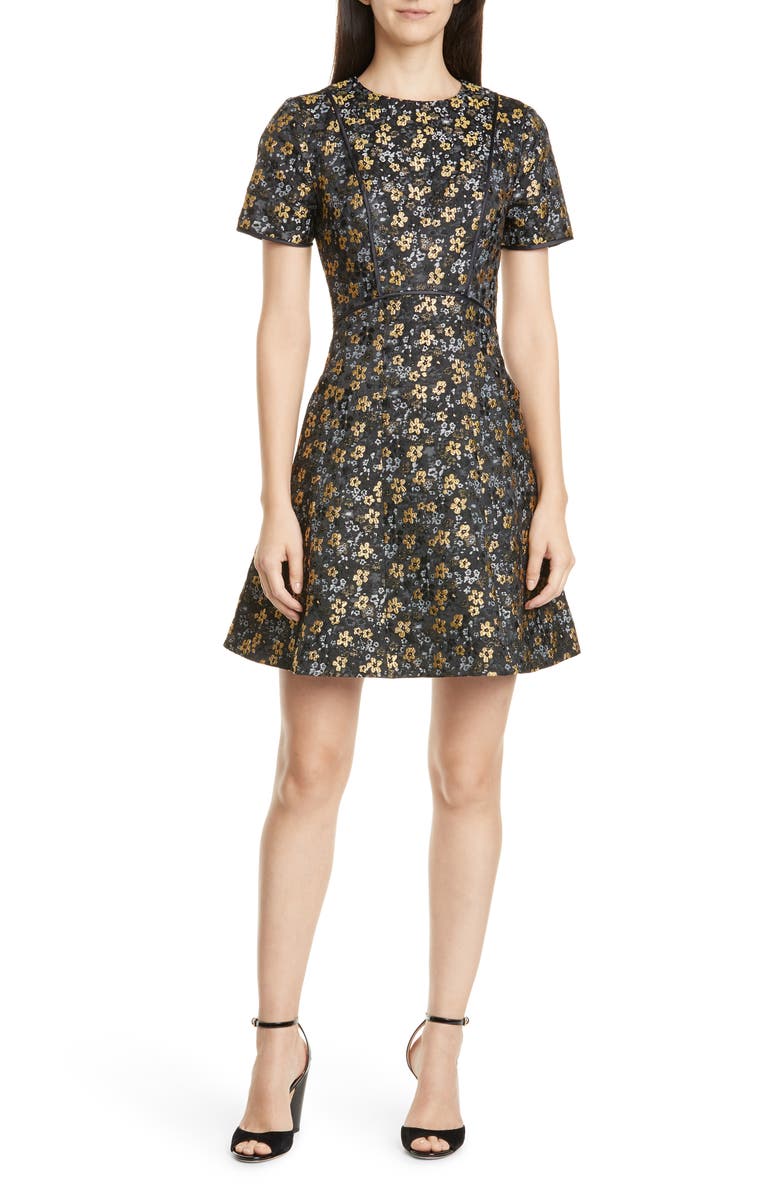 Ted Baker London Divwine Floral Jacquard Fit & Flare Dress, Main, color, 