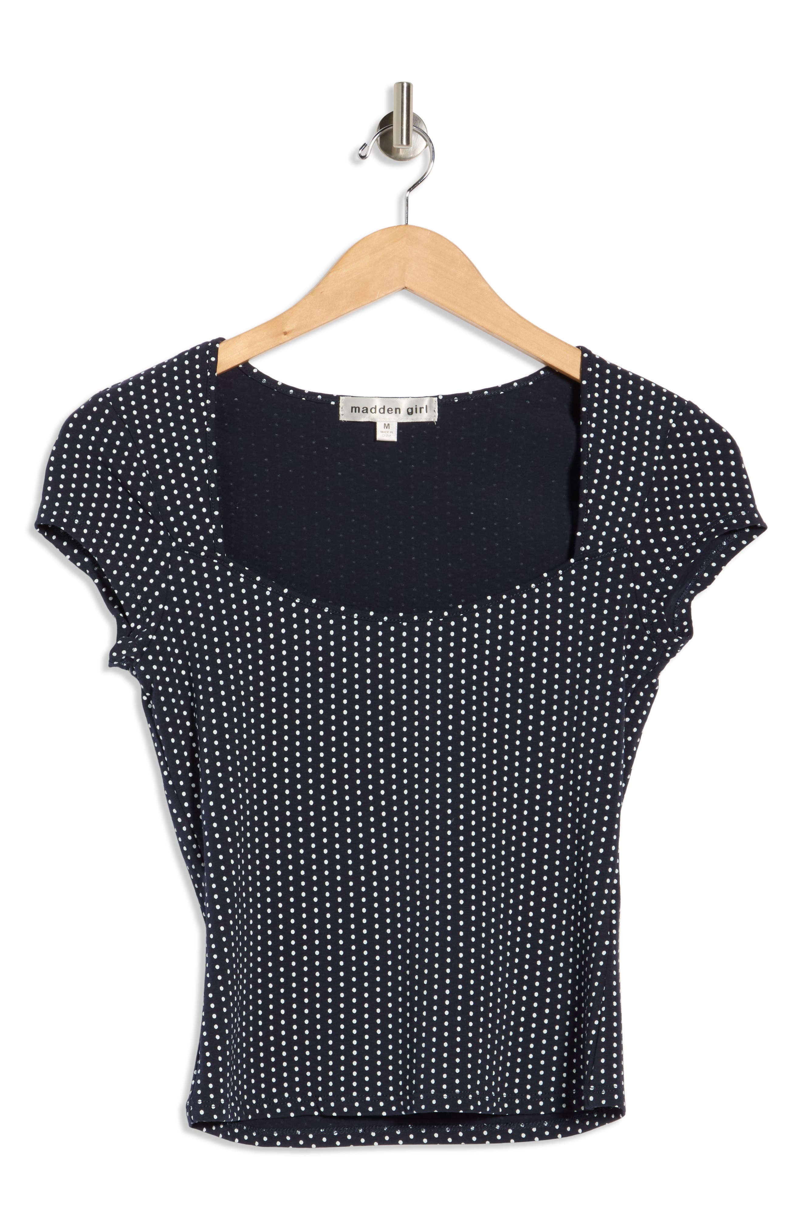Madden Girl Dot Sweetheart Neck Top