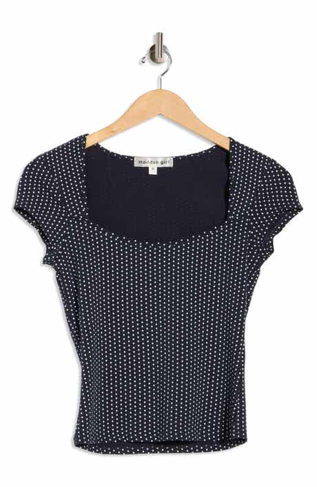 Madden Girl Dot Sweetheart Neck Top