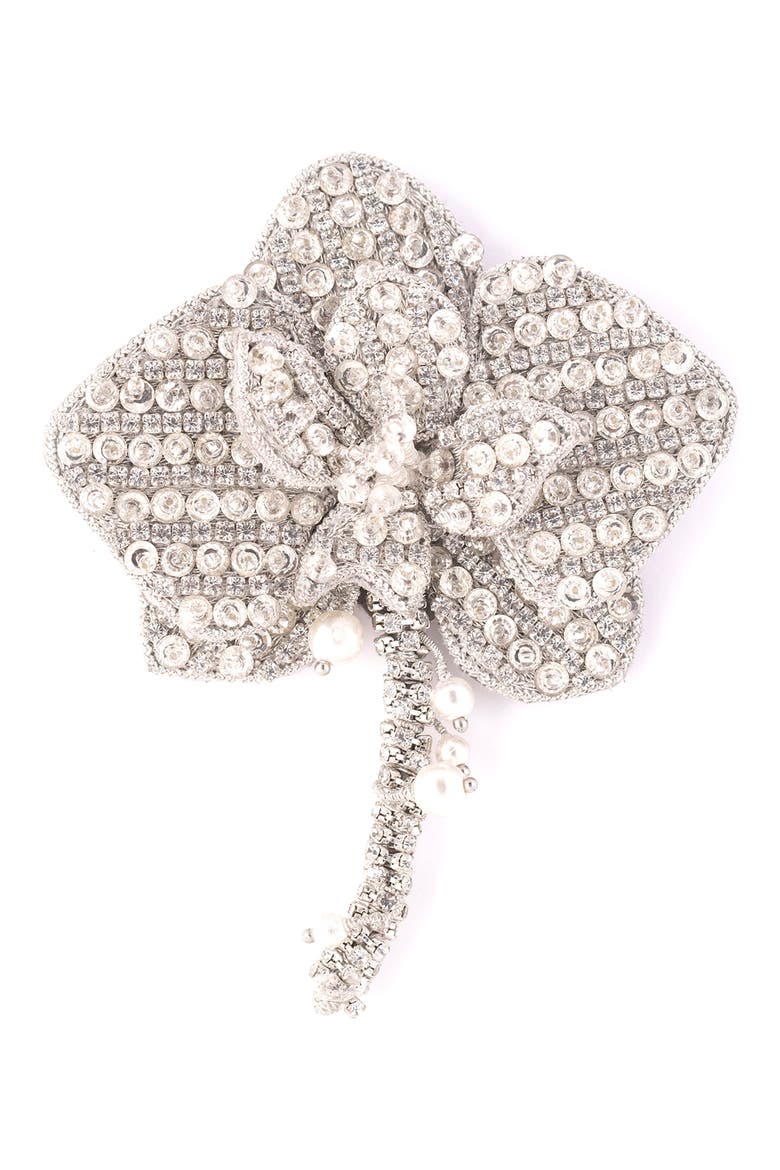 Orchid on Ice Brooch, Main, color, SILVER