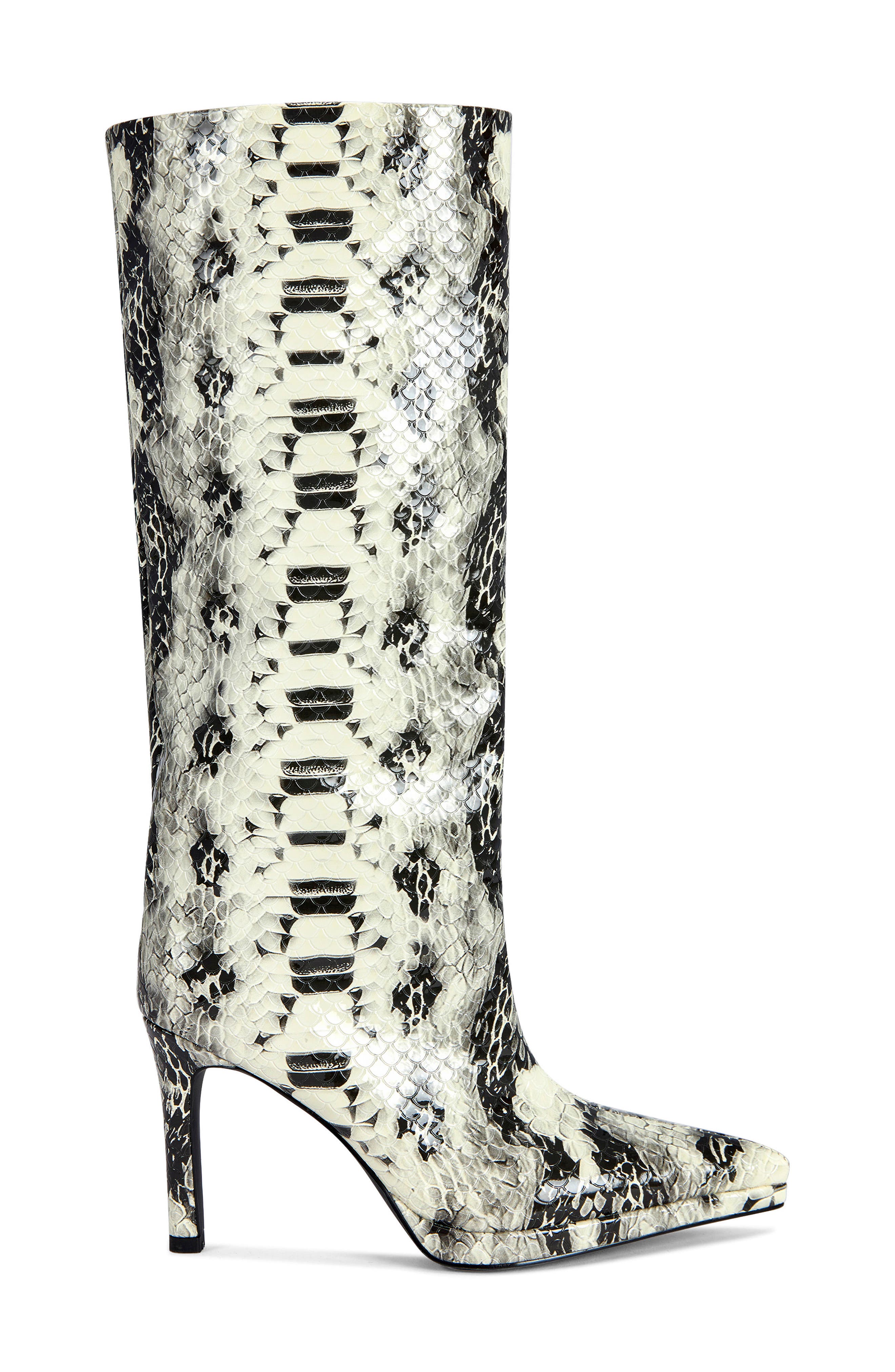 Barely Faux Snakeskin Knee High Boot, Alternate, color, WHITE BLACK