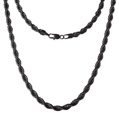 Black Twisted Rope Chain Necklace - 24'' Chain