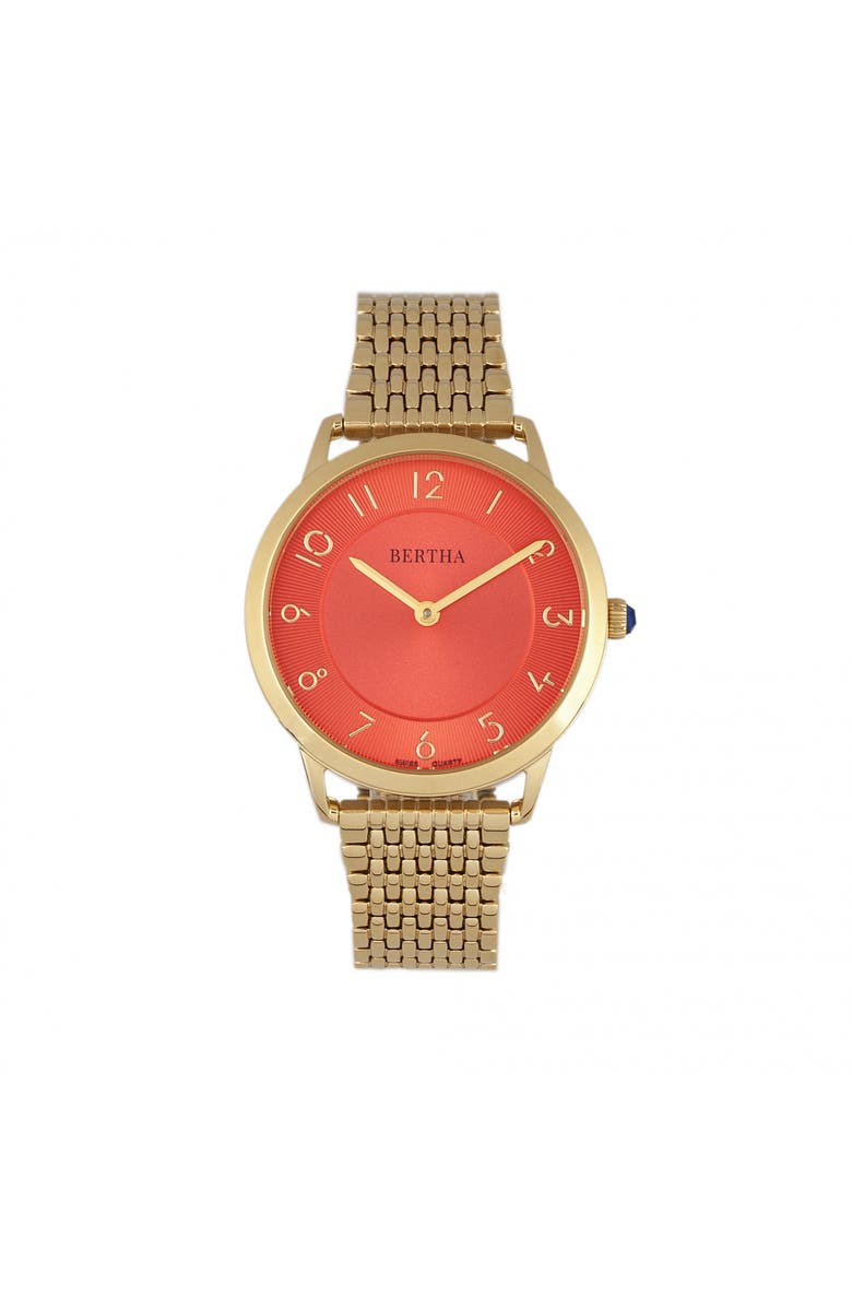 BERTHA Abby Swiss Bracelet Watch, Main, color, Gold/Red