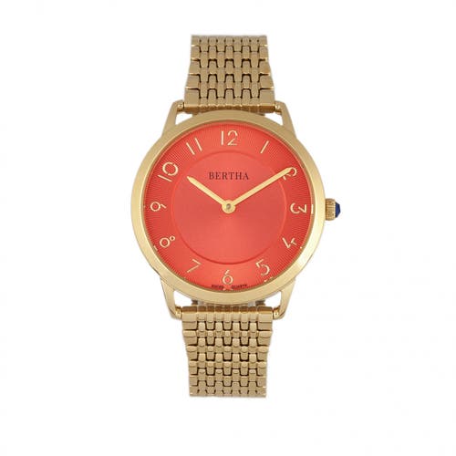 Bertha Quartz Abby Collection Gold And Red Stainless Steel Watch 33mm In Gold/red
