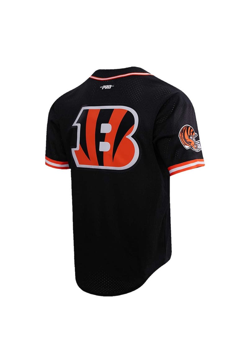 Men's Pro Standard Joe Burrow Black Cincinnati Bengals Mesh Baseball Button-Up T-Shirt, Alternate, color, Black