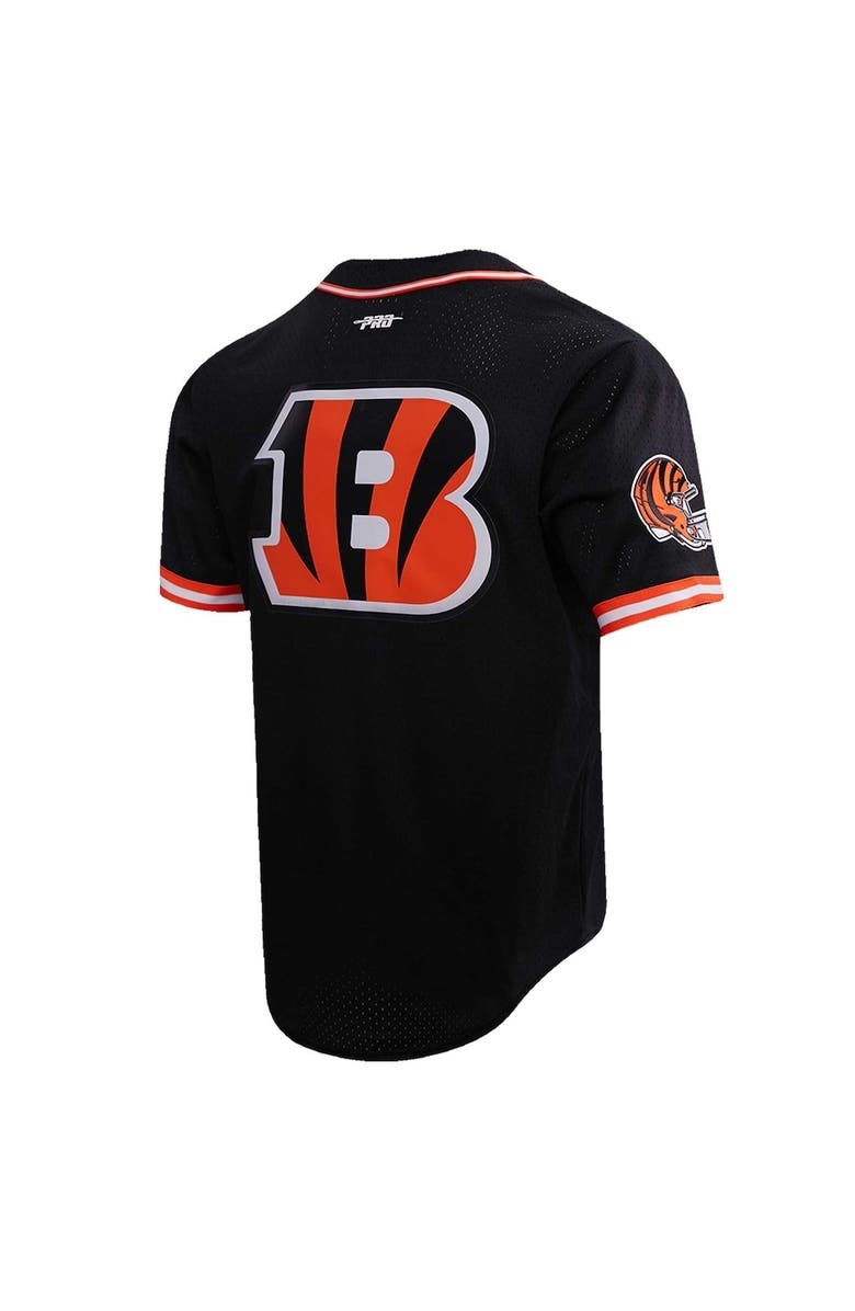 PRO STANDARD Men's Pro Standard Joe Burrow Black Cincinnati Bengals Mesh Baseball Button-Up T-Shirt, Alternate, color, Black
