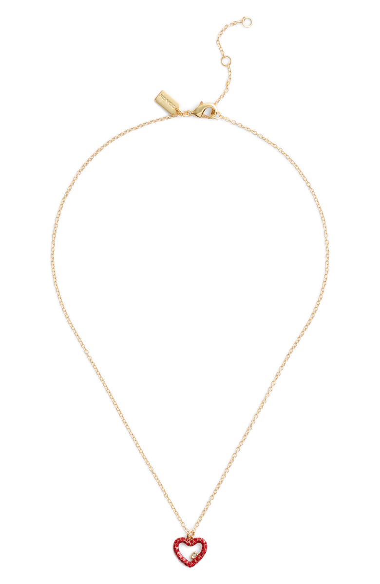 COACH Pavé Heart Pendant Necklace & Stud Earrings Set, Alternate, color, 