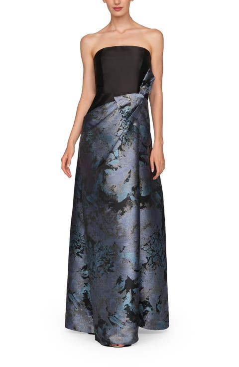 Eva Strapless Jacquard Gown