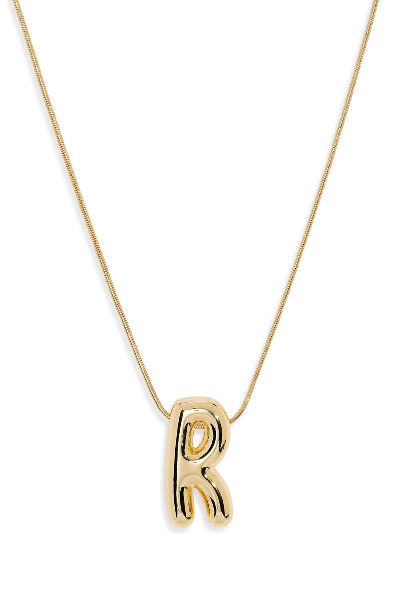 BaubleBar Bubble Initial Pendant Necklace, Main, color, Gold R