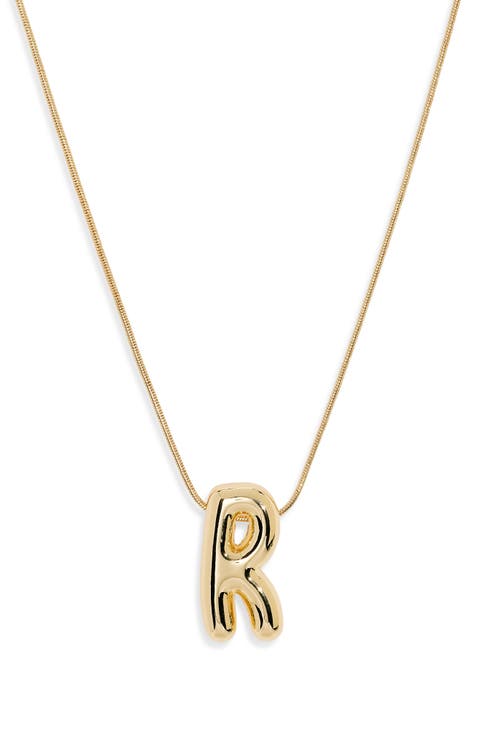 Bubble Initial Pendant Necklace