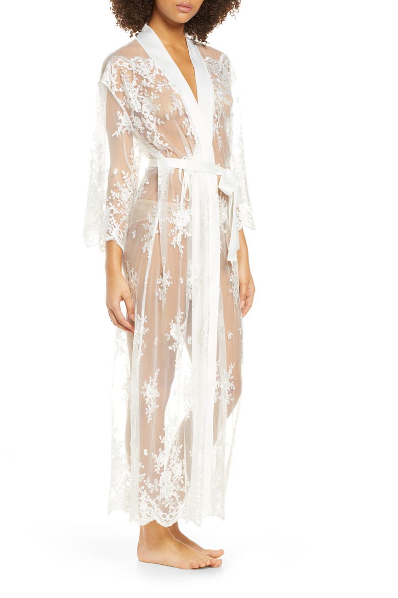 Darling Sheer Lace Robe, Alternate, color, IVORY