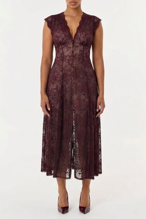 Shapewear Boho Floral Lace V Neck Resort Maxi Dress