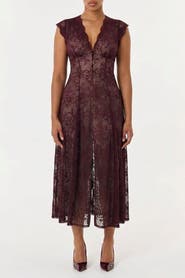 Popilush Shapewear Boho Floral Lace V Neck Resort Maxi Dress