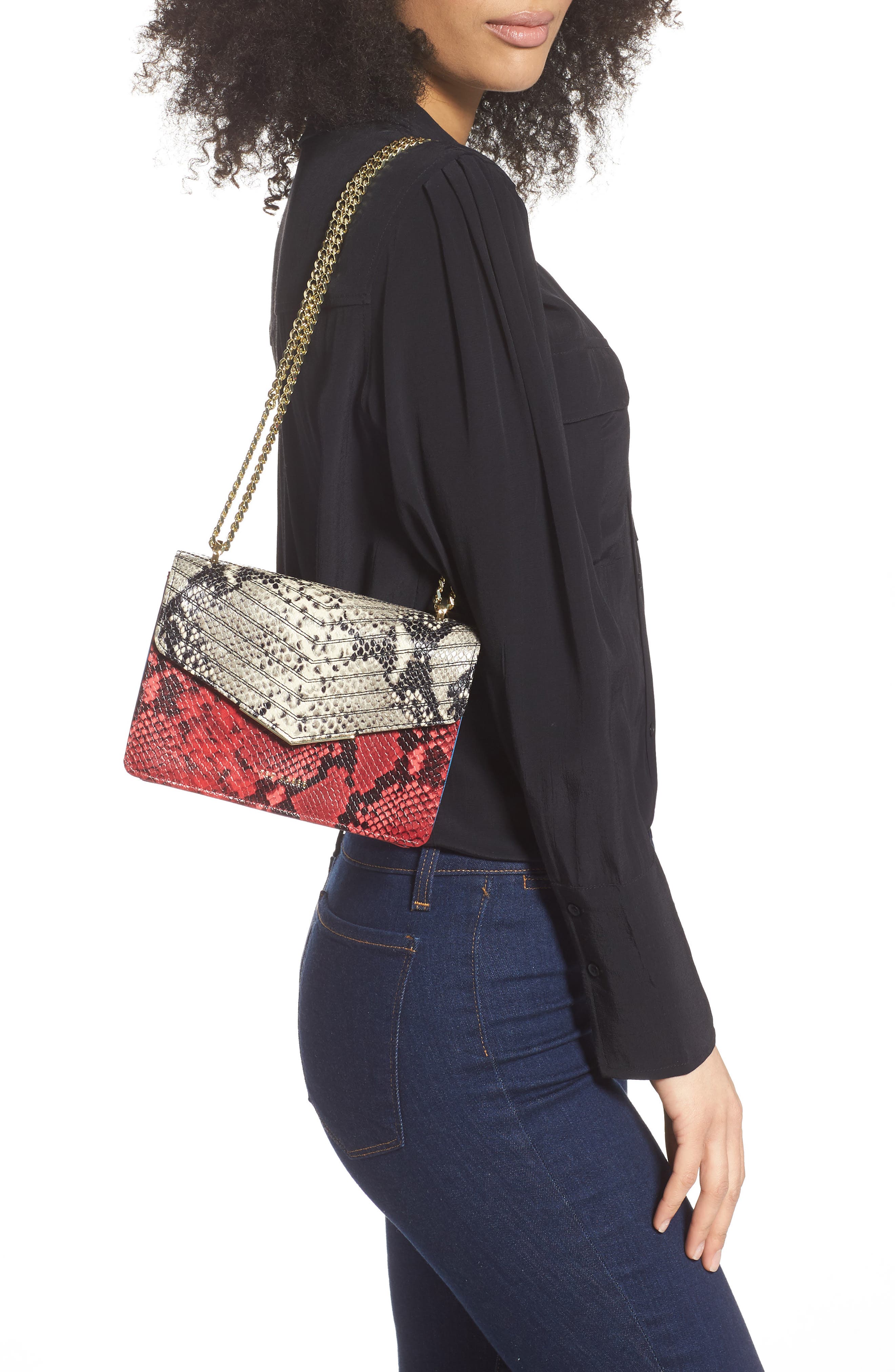 Ted Baker London Mini Belida Snake Embossed Leather Crossbody Bag, Alternate, color, 