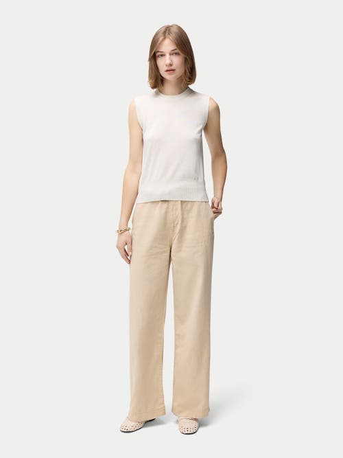 Gobi Mongolian Cashmere Cashmere Silk Sleeveless Top In Whisper White