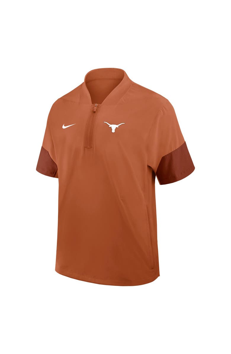 Nike Men's Nike Burnt Orange Texas Longhorns 2025 Sideline Short Sleeve Quarter-Zip Coach Jacket, Alternate, color, Burnt Orange