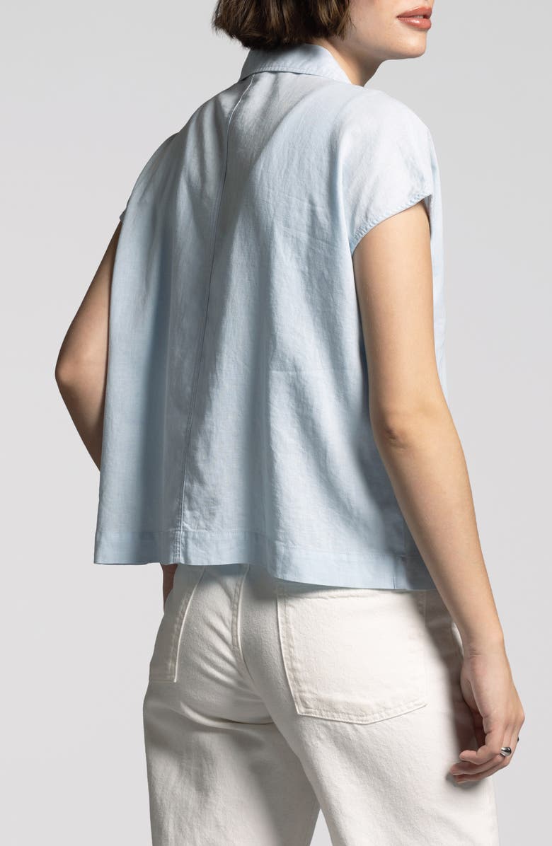 WEEKEND LOS ANGELES Stripe Linen Blend Shirt, Alternate, color, Ice Water