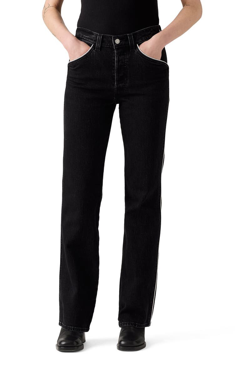 Wedgie Piped High Waist Bootcut Jeans, Main, color, SUNSET RIDE