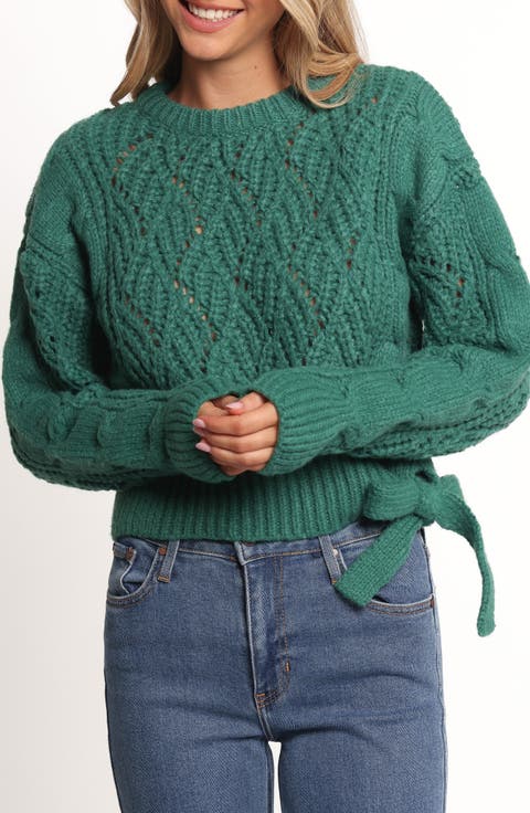 Birdie Open Stitch Side Tie Sweater