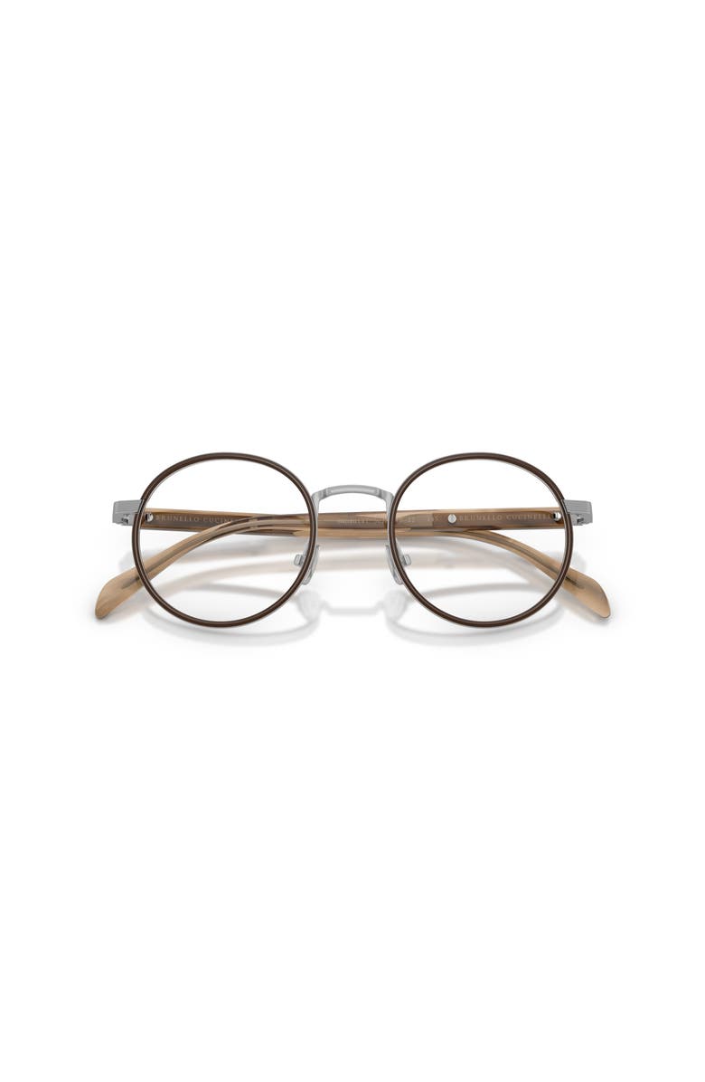 Brunello Cucinelli 48mm Round optical glasses, Alternate, color, Silver