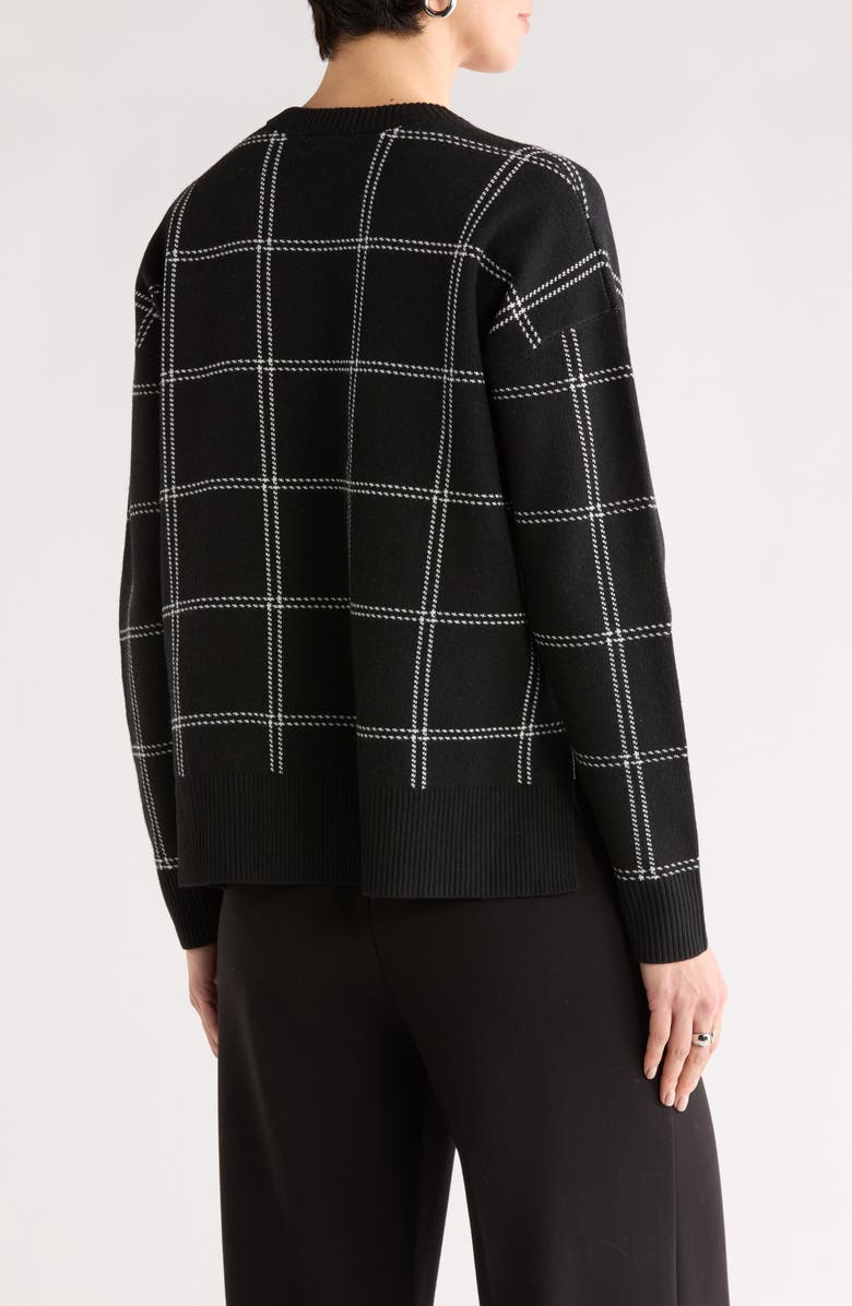 NORDSTROM RACK Patterned Crewneck Sweater, Alternate, color, Black- Ivory Window Grid