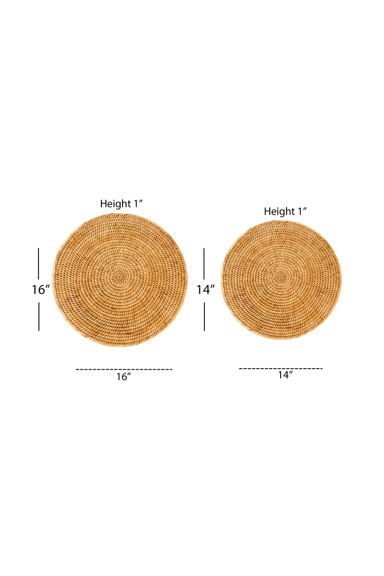 Round Rattan Placemat, Alternate, color, Honey Brown