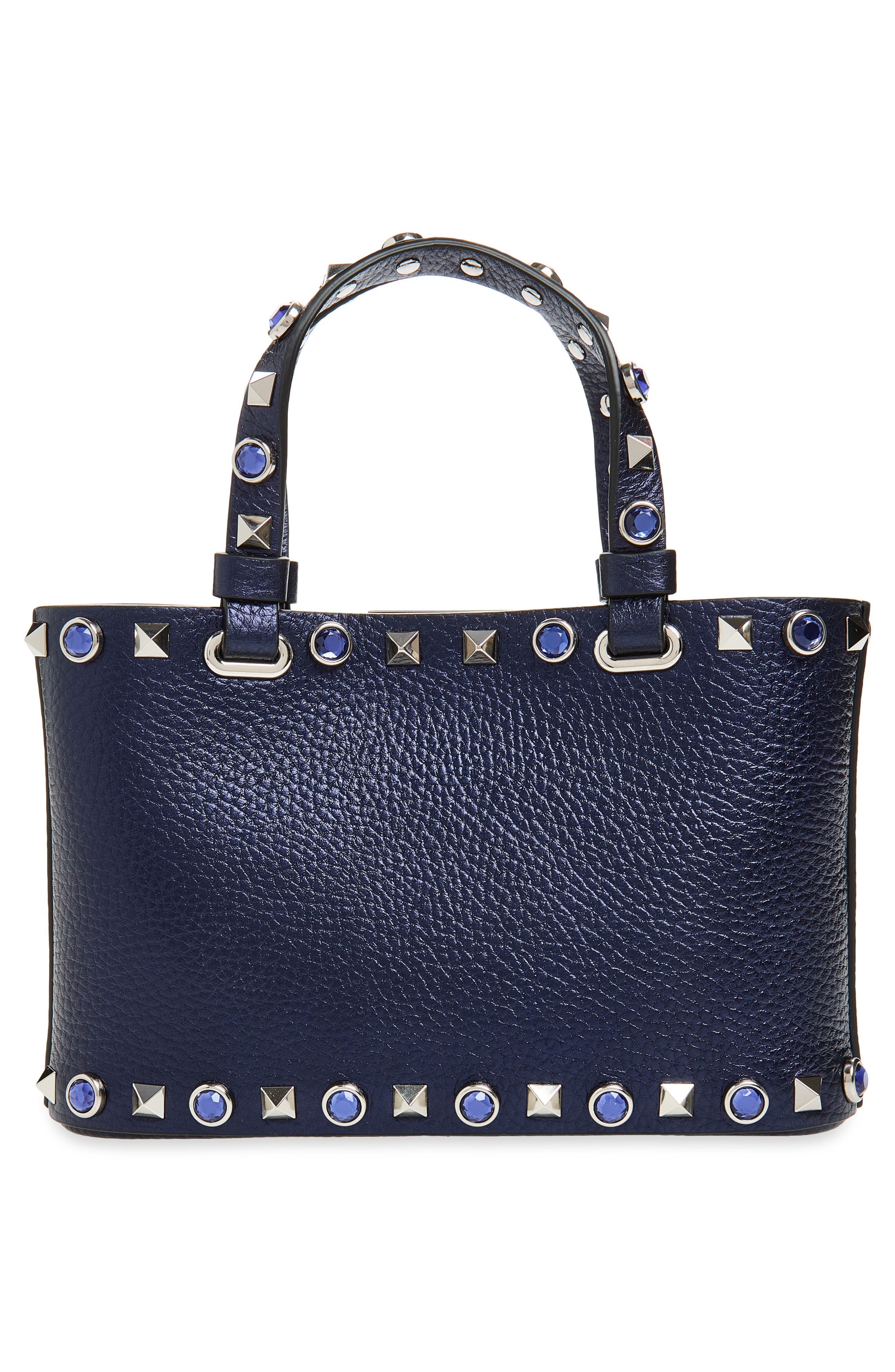 Rockstud Mini Leather Bag, Alternate, color, NAVY