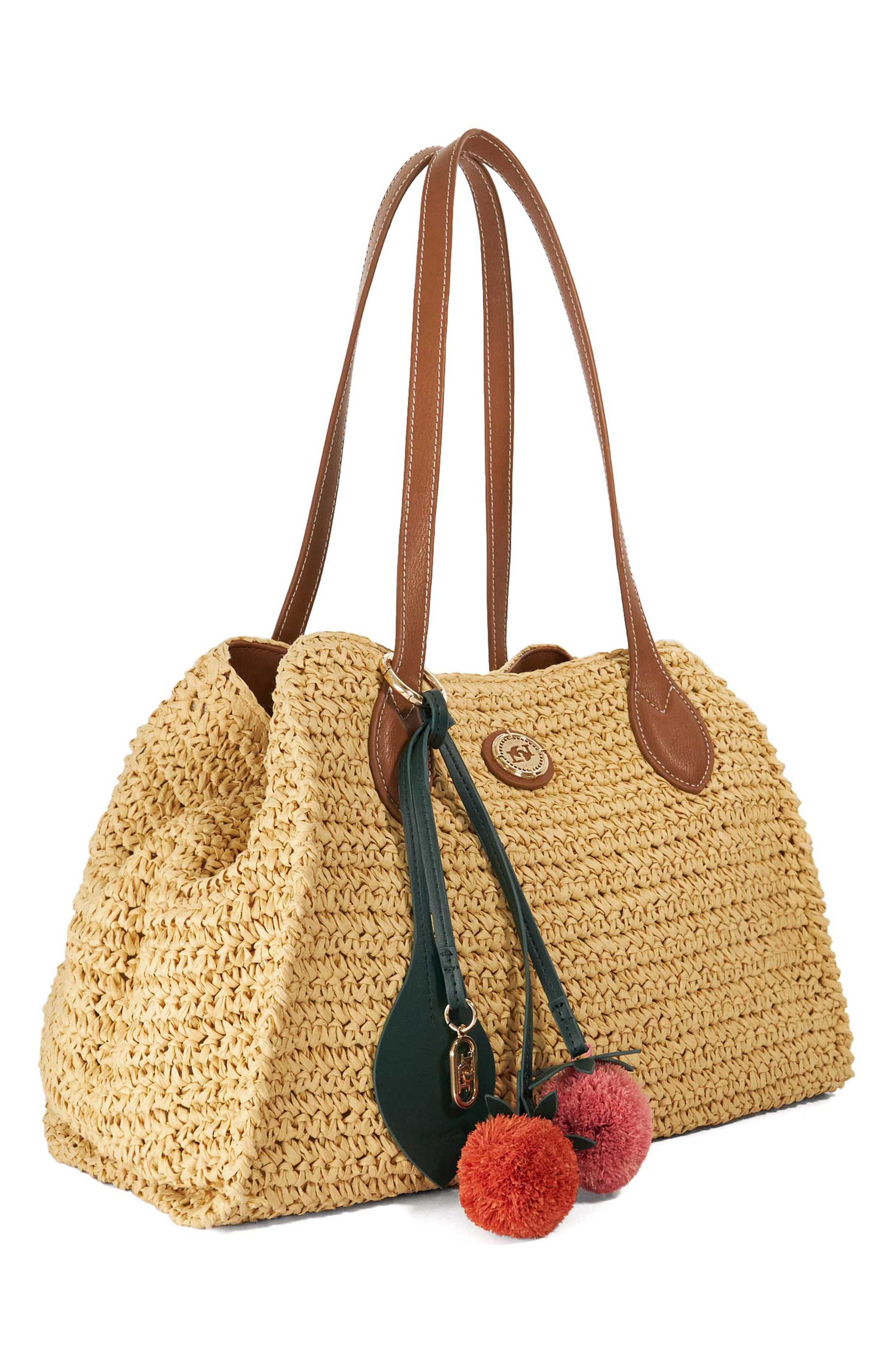 Dune London Devotedly Raffia Satchel, Alternate, color, Natural