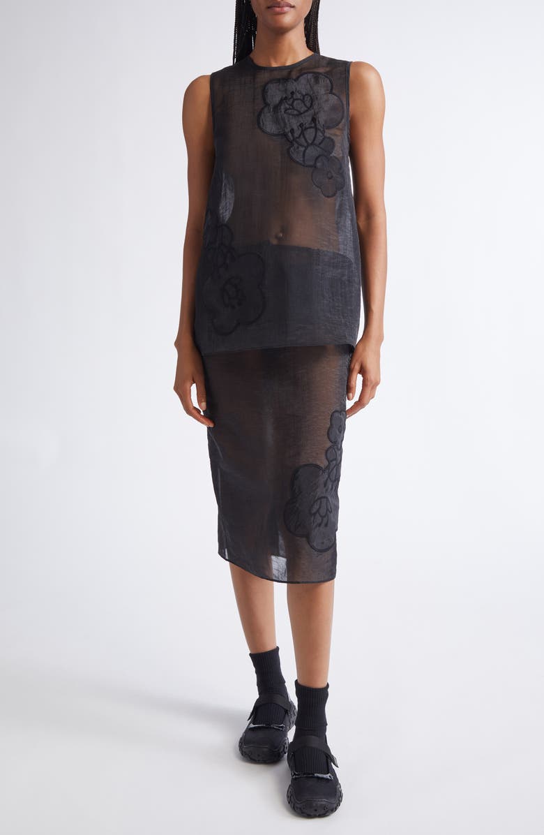 Cecilie Bahnsen Bambi Liquid Myrtia Midi Skirt, Alternate, color, Black