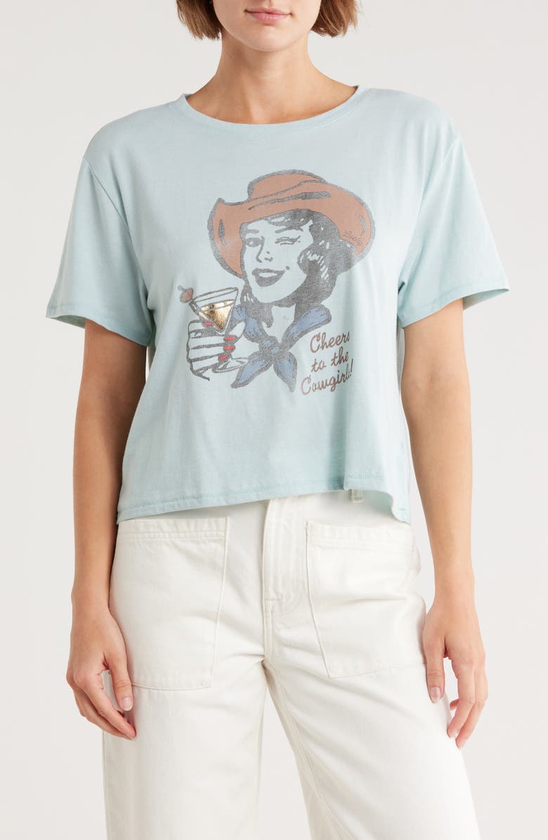 Lucky Brand Cheers to the Cowgirls Graphic T-Shirt, Main, color, Ether